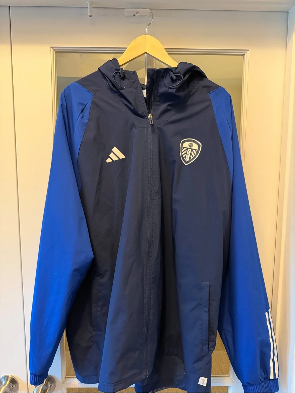 adidas Navy and Royal Blue Leeds United Hooded Jacket